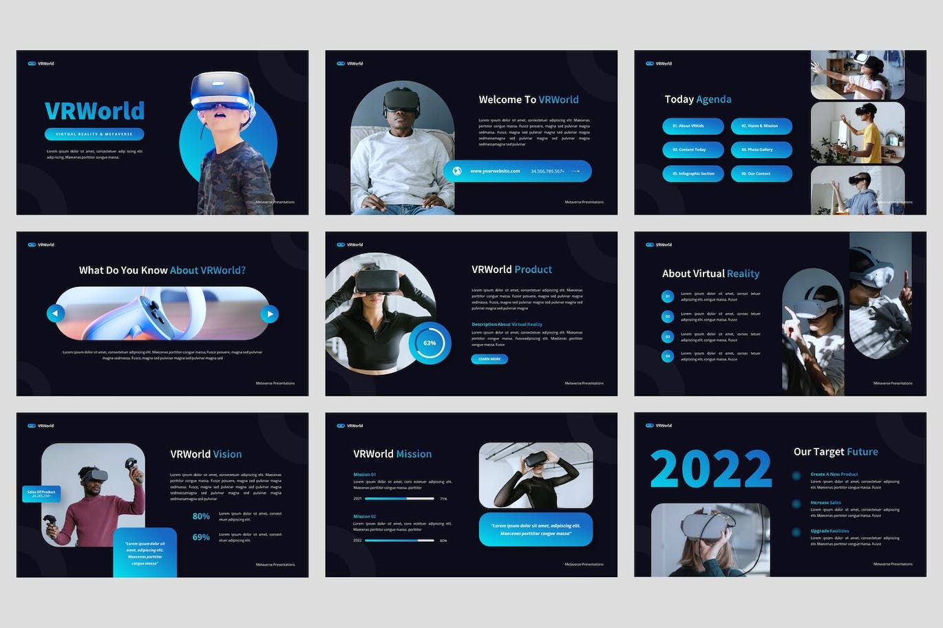 虚拟现实和元宇宙Powerpoint模板 VRWorld – Virtual Reality Powerpoint Template 幻灯图表 第3张