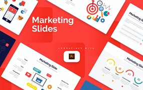 现代企业营销信息图表设计AI矢量模板 Business Marketing Slides Illustrator Infographics