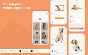 宠物收养应用程序App界面设计UI套件 Pet Adoption Mobile App UI Kit