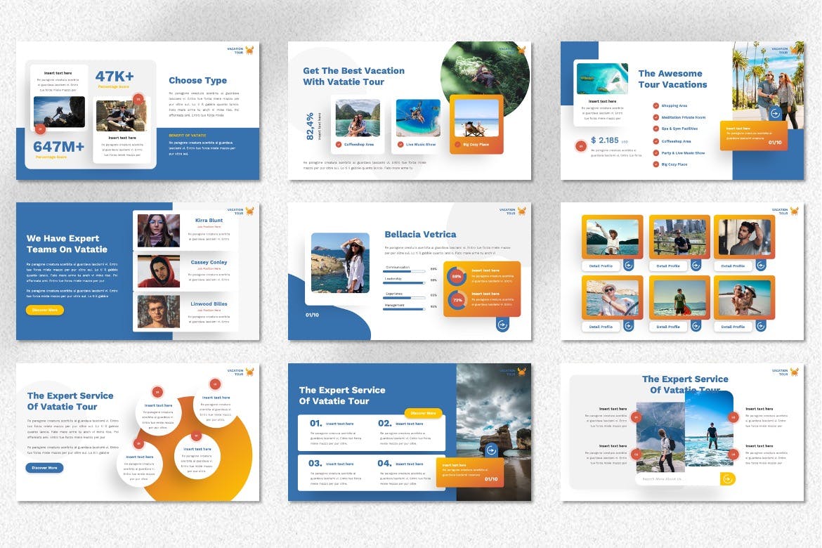 度假假期PPT幻灯片模板素材 Vatatie – Vacation Powerpoint Template 幻灯图表 第5张