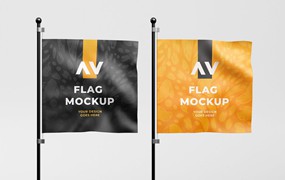 方形旗帜品牌设计样机 Square Flag Mockup