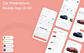 汽车市场App手机应用程序UI设计素材 Car Marketplace Mobile App UI Kit