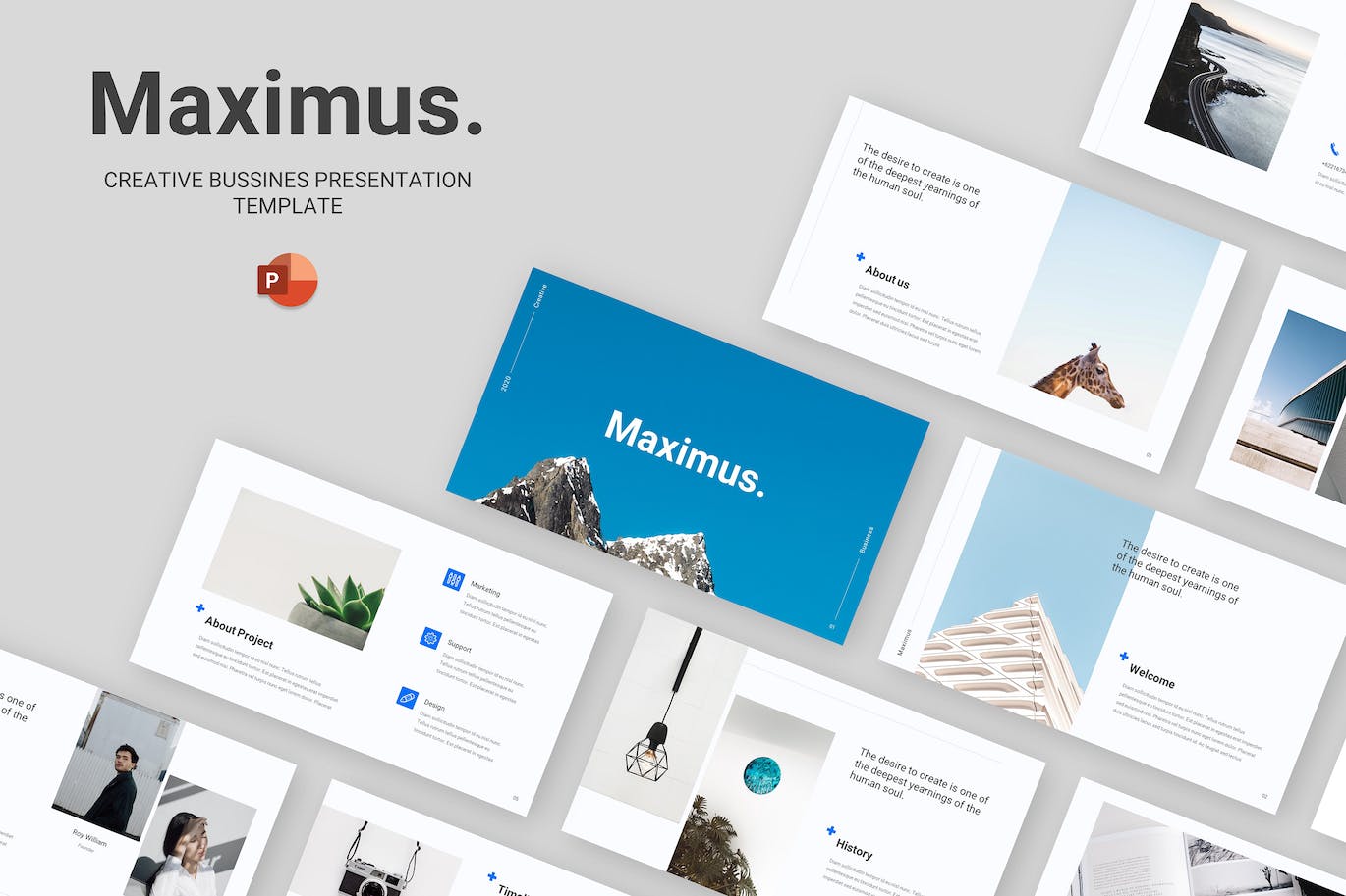 企业职位介绍PPT幻灯片设计模板 Maximus – Creative Bussines Powerpoint Template 幻灯图表 第1张