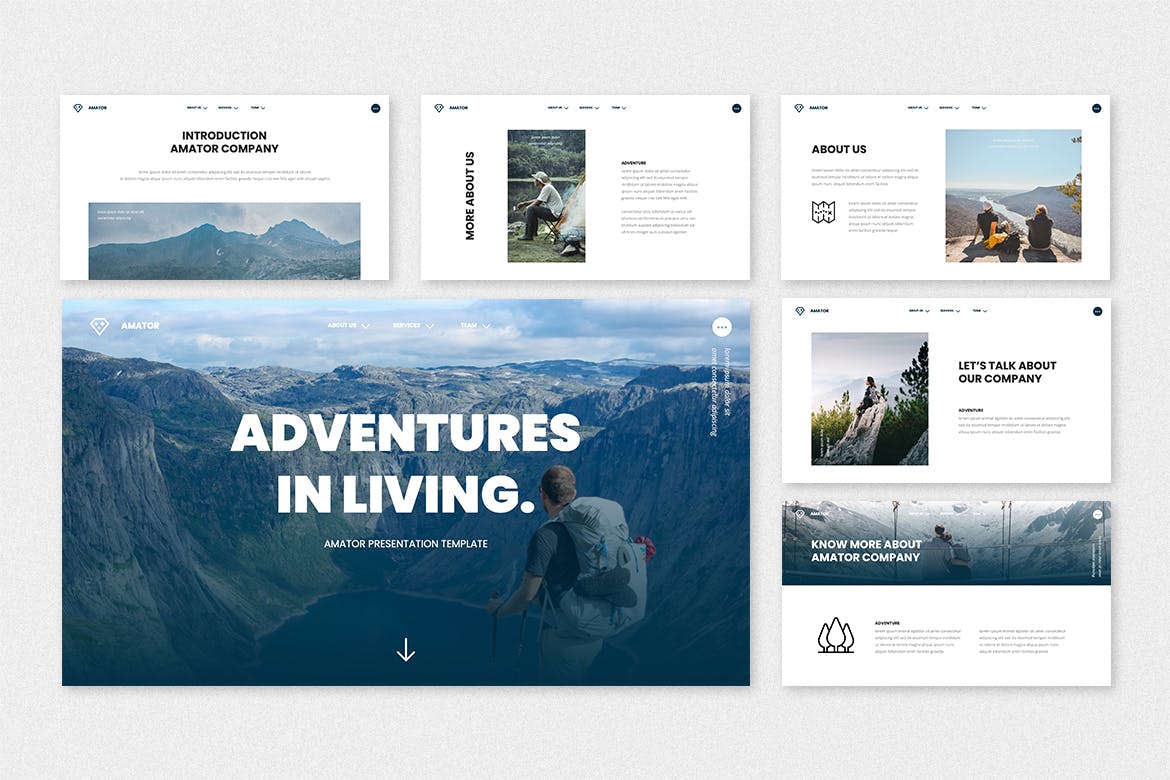 旅行推广PPT幻灯片模板 Amator – Adventure PowerPoint Template 幻灯图表 第2张