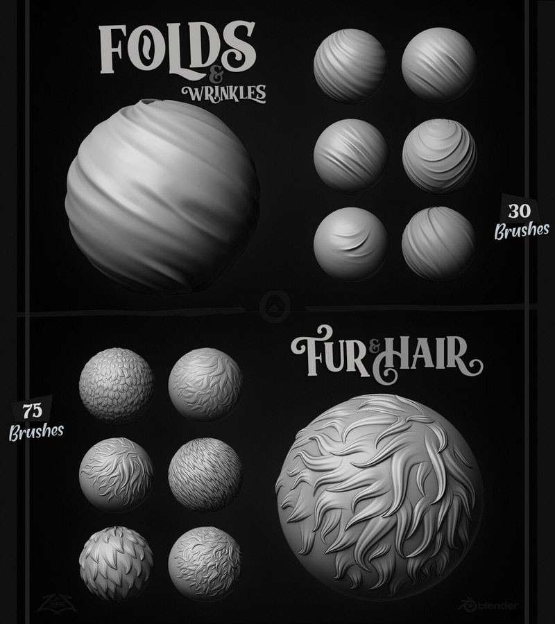 500+Blender建模雕刻笔刷 笔刷资源 第6张