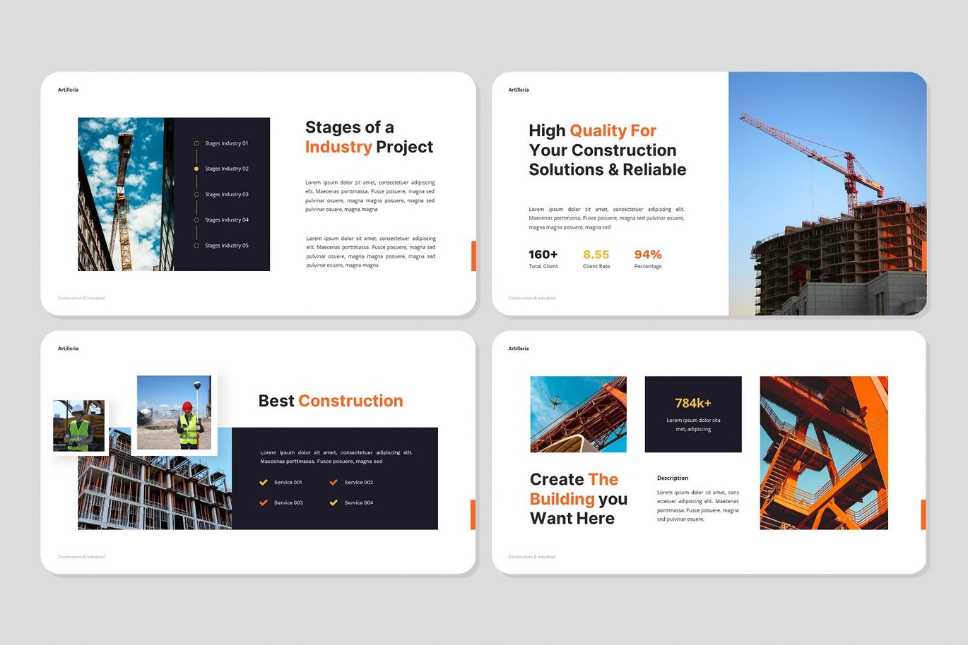 建筑和工业PowerPoint演示文稿模板 Artilleria – Construction Powerpoint Template 幻灯图表 第3张