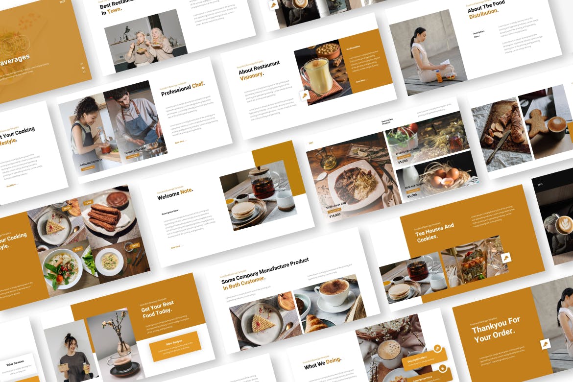 食品和饮料推广PPT模板 Food And Baverages Powerpoint Template 幻灯图表 第2张