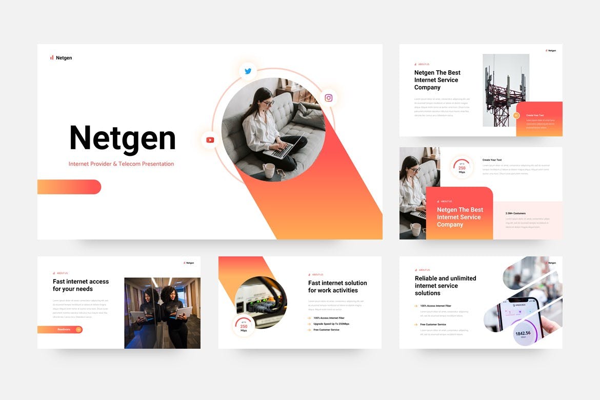 互联网提供商和电信PPT创意模板 Netgen – Internet Provider & Telecom PowerPoint 幻灯图表 第3张