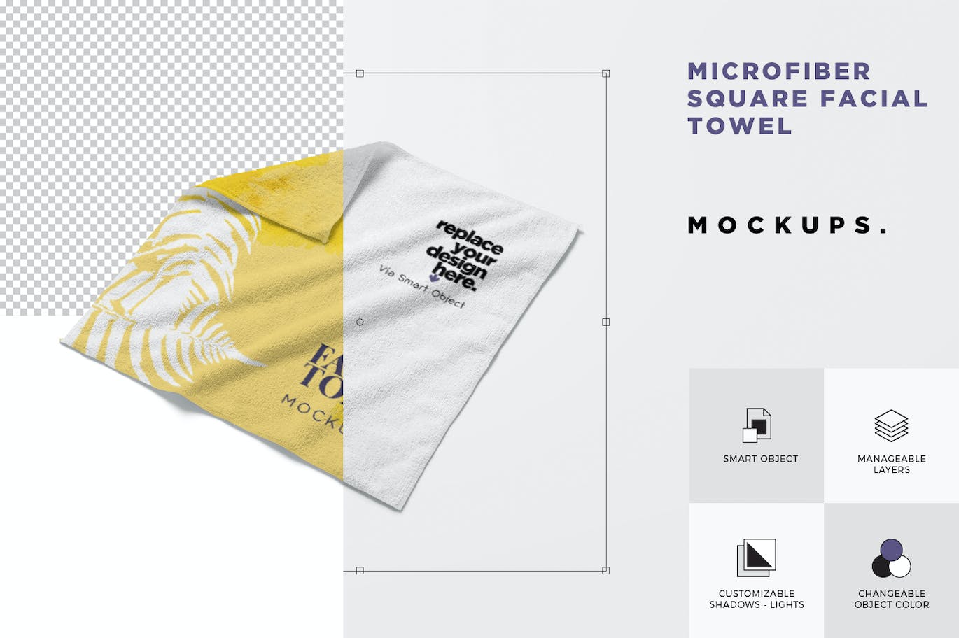 超细纤维面巾毛巾设计样机 Microfiber Face Towel Mockups 样机素材 第3张