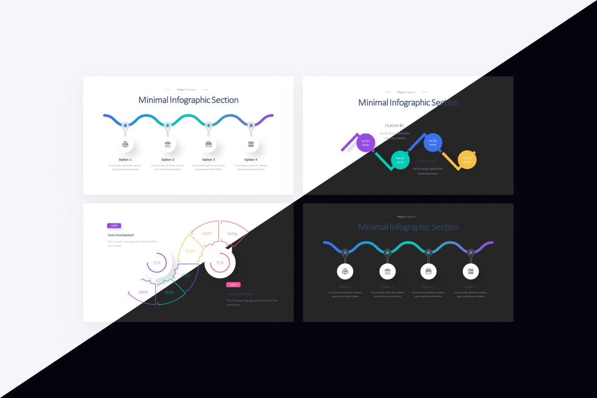 矩阵图和信息图表PPT创意模板 Matrix & Minimal Infographic PowerPoint Template 幻灯图表 第4张