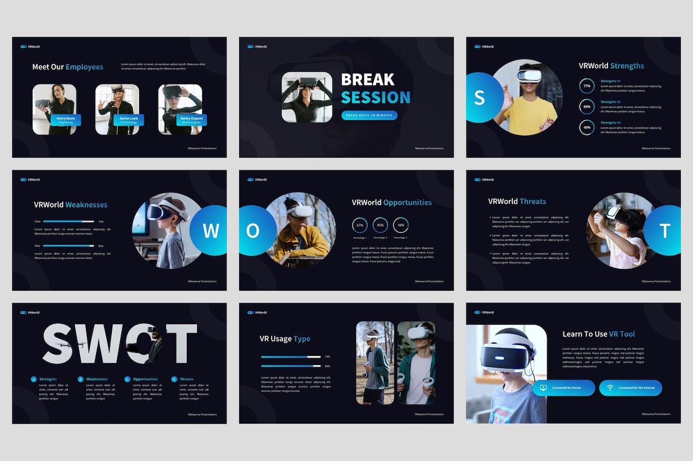 虚拟现实和元宇宙Powerpoint模板 VRWorld – Virtual Reality Powerpoint Template 幻灯图表 第6张