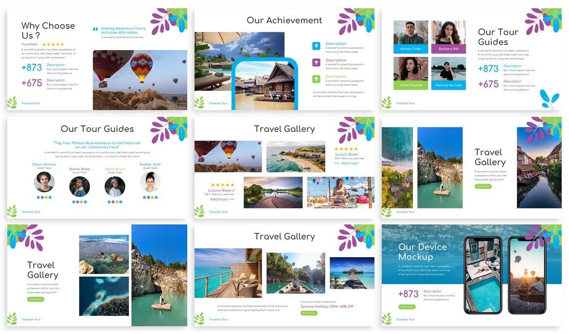 旅行社机构PPT幻灯片设计模板 Travelian – Travel Agency Powerpoint Template 幻灯图表 第3张