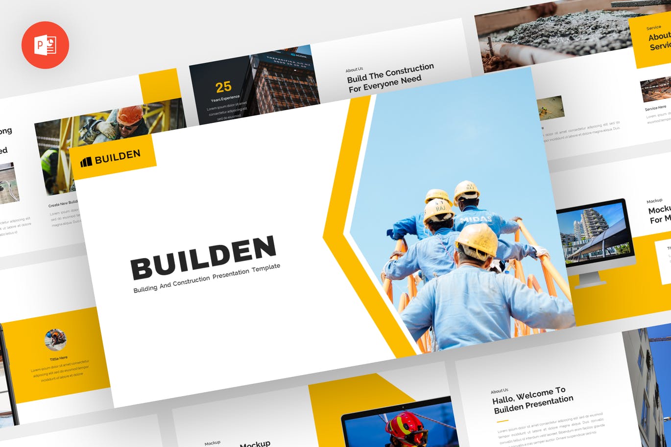 施工项目方案PPT模板下载 Builden – Construction Powerpoint Template 幻灯图表 第1张