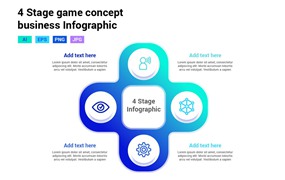 游戏方向键概念信息图表模板 4 Stage game concept infographic