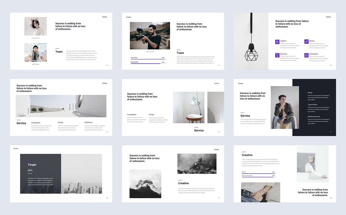 极简风格商业工作报告Powerpoint幻灯片模板 Exodus – Minimal Bussines Powerpoint Template 幻灯图表 第6张