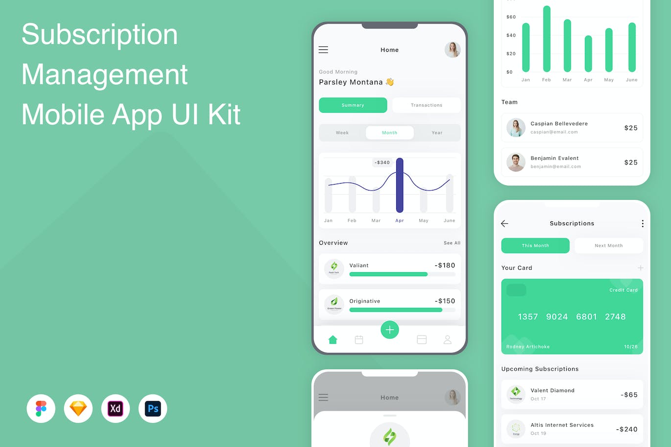 订阅管理移动应用程序App设计UI模板 Subscription Management Mobile App UI Kit APP UI 第1张