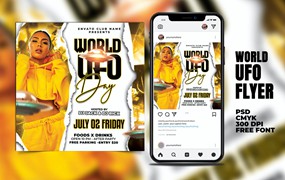 世界UFO日派对传单海报模板下载 World UFO Day Party Flyer