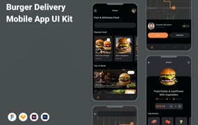 汉堡配送App应用程序UI设计模板套件 Burger Delivery Mobile App UI Kit
