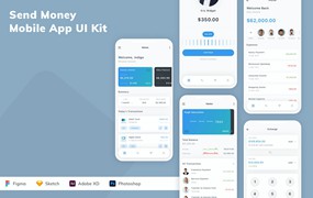 汇款转账应用程序App界面设计UI套件 Send Money Mobile App UI Kit