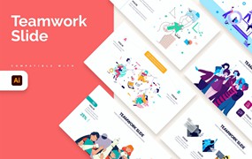 团队合作信息图表设计AI矢量模板 Business Teamwork Illustrator Infographics