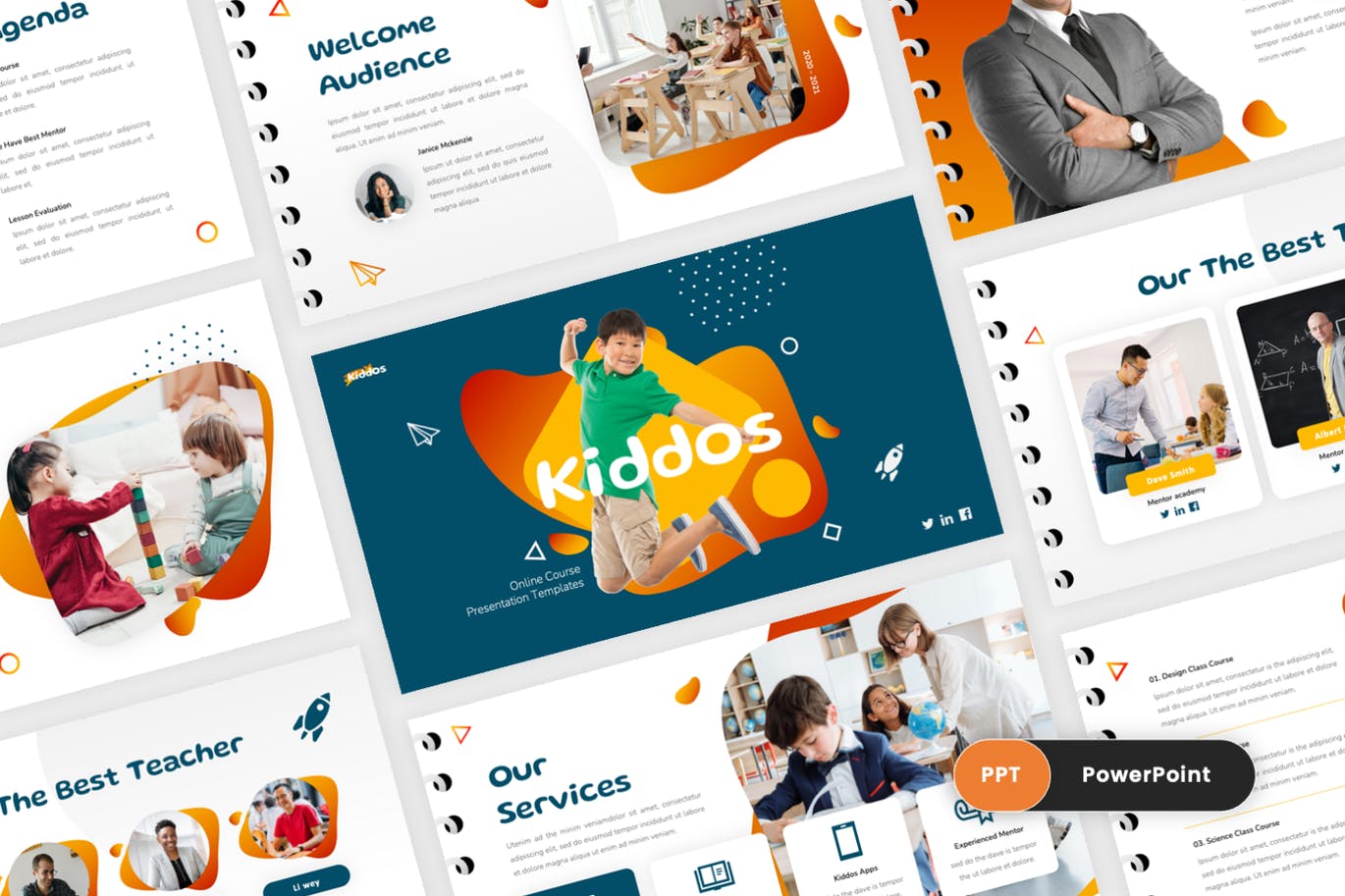 儿童教育学校PPT幻灯片模板 Kiddos – Education School PowerPoint Template 幻灯图表 第1张