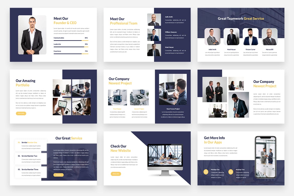 公司报告PPT幻灯片模板 Arkana – Business PowerPoint Template 幻灯图表 第3张