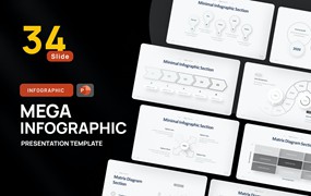 矩阵简约信息图表PPT素材 Matrix & Minimal Infographic PowerPoint Template