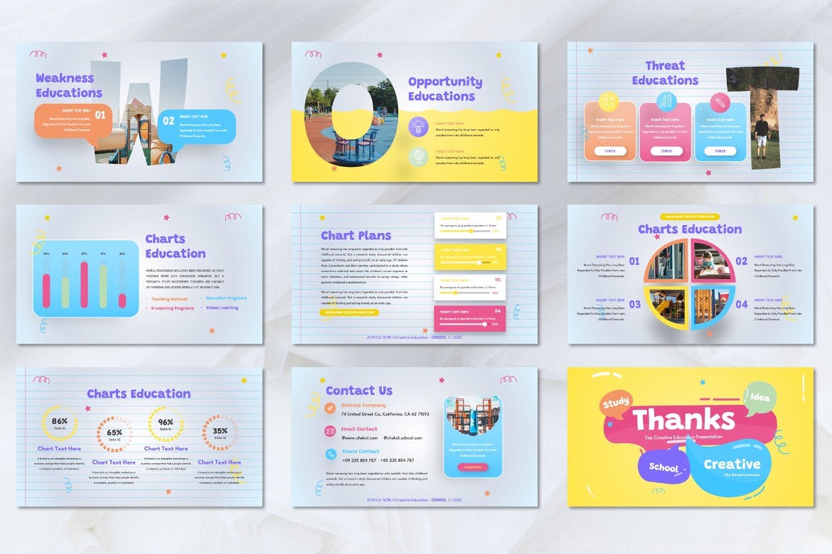 儿童教育创意PPT设计模板 Chekol – Education Creative Powerpoint Template 幻灯图表 第3张