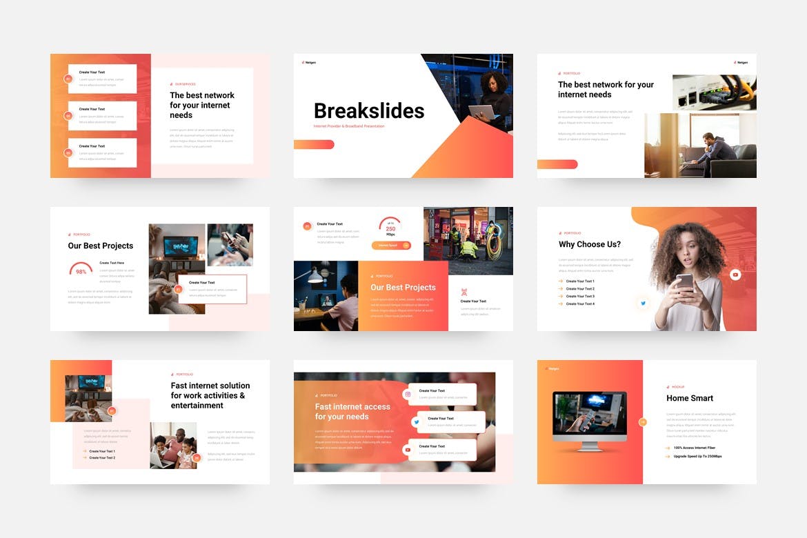 互联网提供商和电信PPT创意模板 Netgen – Internet Provider & Telecom PowerPoint 幻灯图表 第2张
