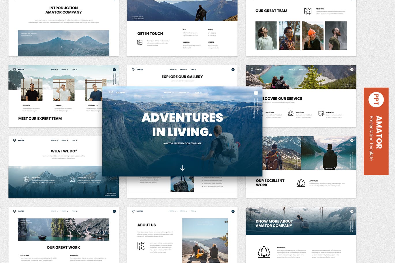 旅行推广PPT幻灯片模板 Amator – Adventure PowerPoint Template 幻灯图表 第1张