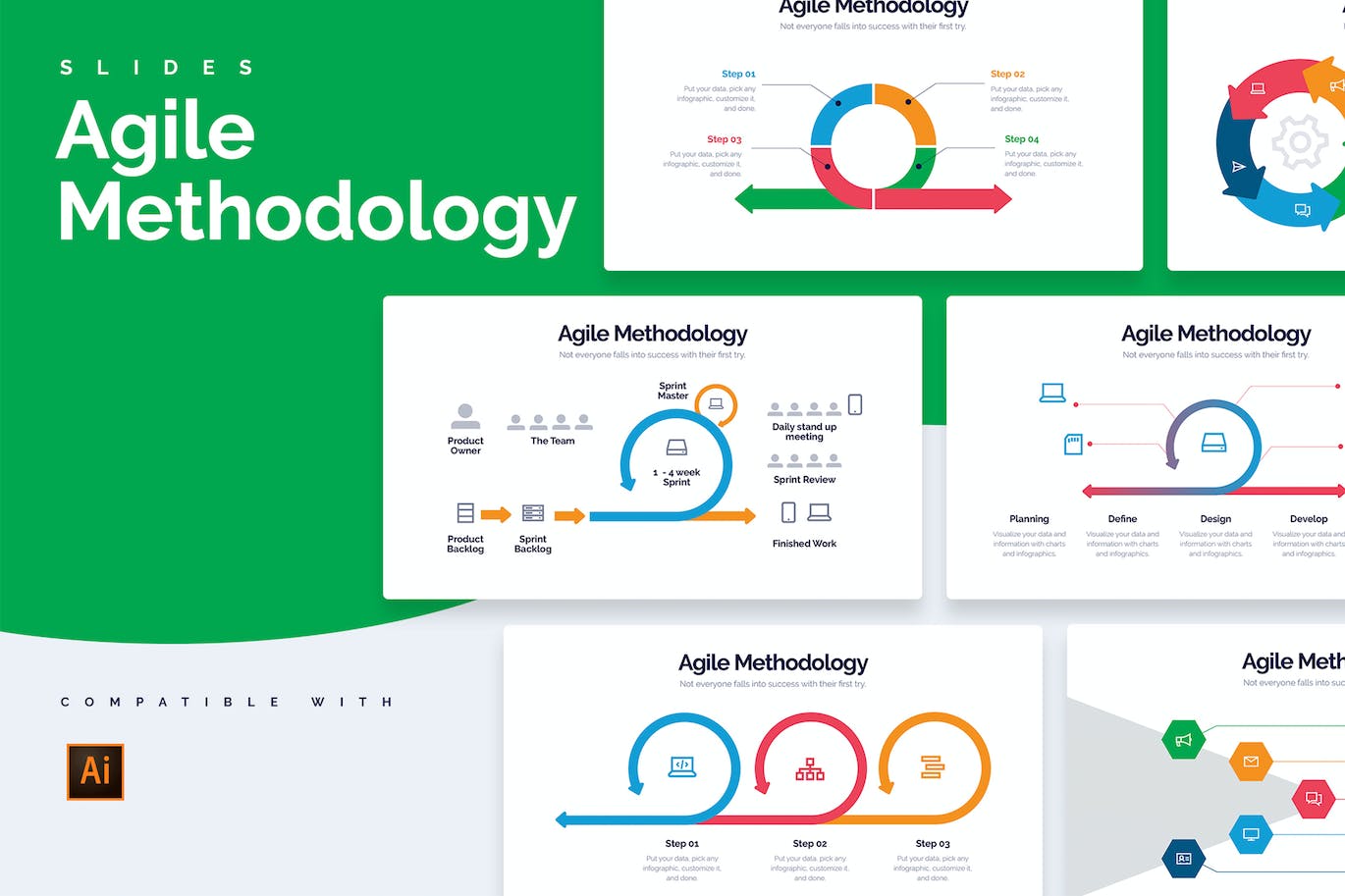 现代商业敏捷信息图表设计AI矢量模板 Business Agile Diagrams Illustrator Infographics 幻灯图表 第1张