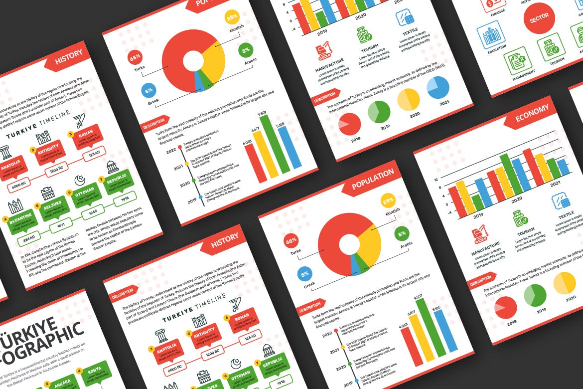 土耳其元素信息图表设计套件 TURKIYE Infographic Template 幻灯图表 第3张