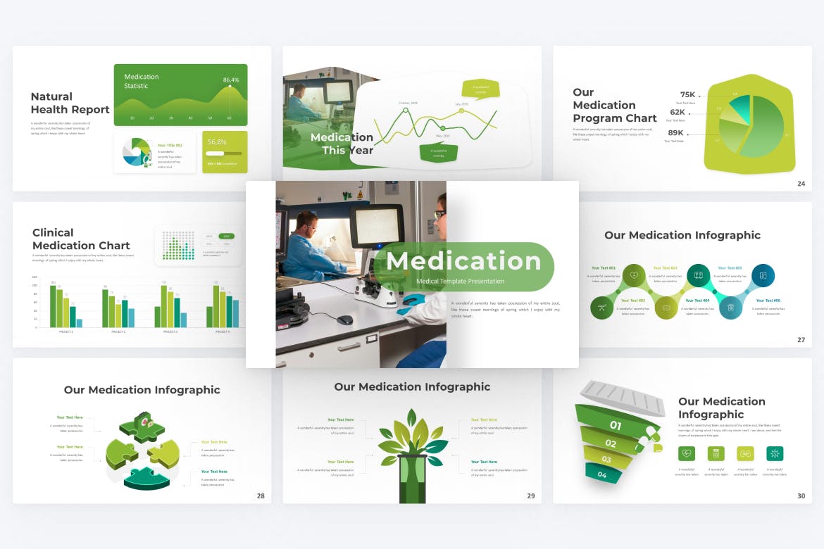 药物医学主题PPT幻灯片设计模板 Medication Medical PowerPoint Template 幻灯图表 第2张