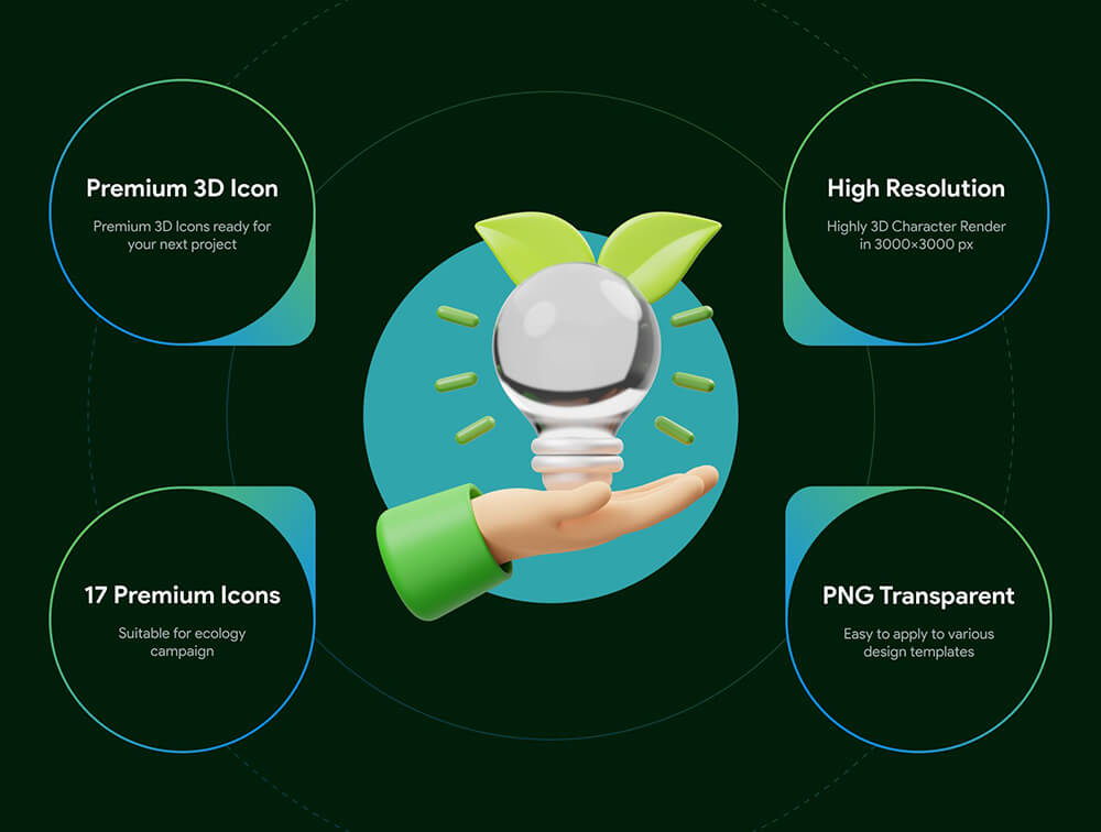 17个现成的生态3D图标 图标素材 第5张