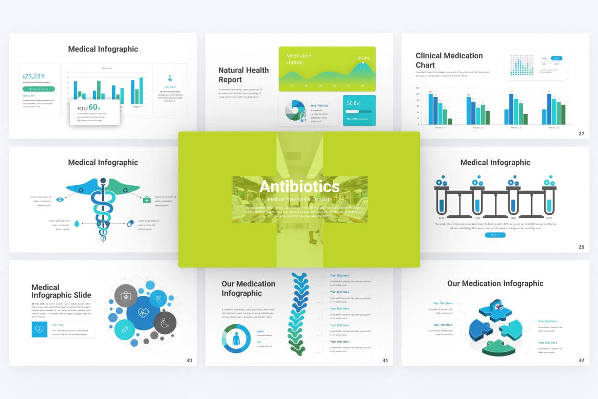 医学介绍幻灯片演示PPT模板 Antibiotics Medical PowerPoint Template 幻灯图表 第2张