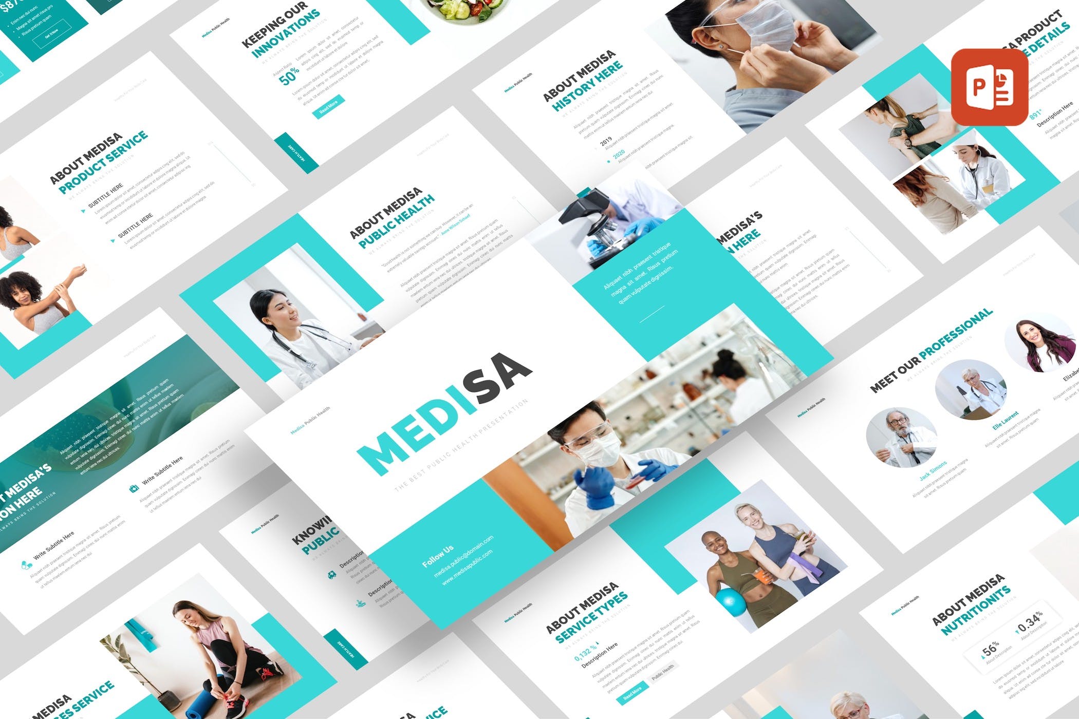 公共卫生健康PowerPoint演示文稿模板 Medisa – Public Health PowerPoint Template 幻灯图表 第1张