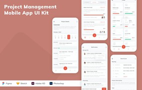 项目管理App应用程序UI设计模板套件 Project Management Mobile App UI Kit