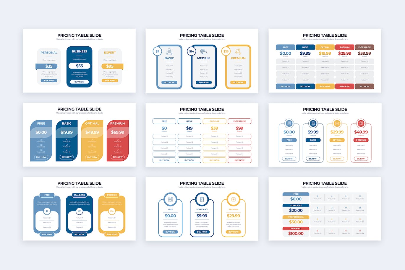 定价表信息图表矢量模板 Pricing Table Slides Illustrator Infographics 幻灯图表 第3张