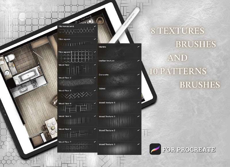 Procreate室内设计纹理笔刷 笔刷资源 第2张