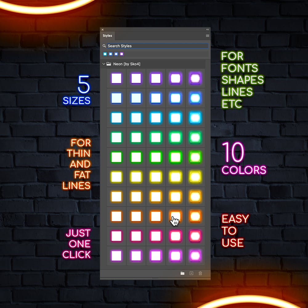发光霓虹灯Photoshop图层样式 Neon Photoshop Layer Styles 图片素材 第4张