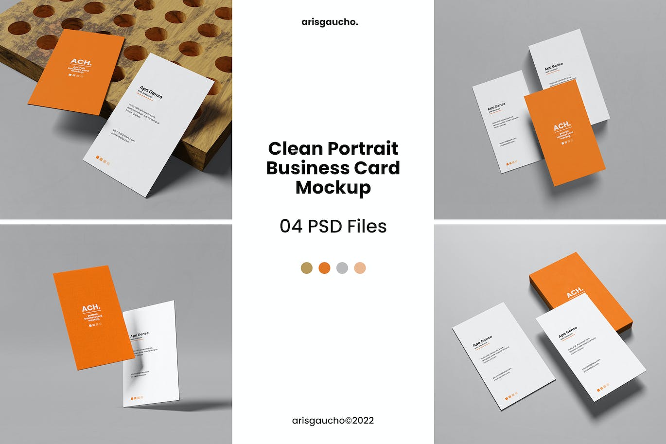 简约的竖版名片设计样机 Clean Portrait Business Card Mockup 样机素材 第1张