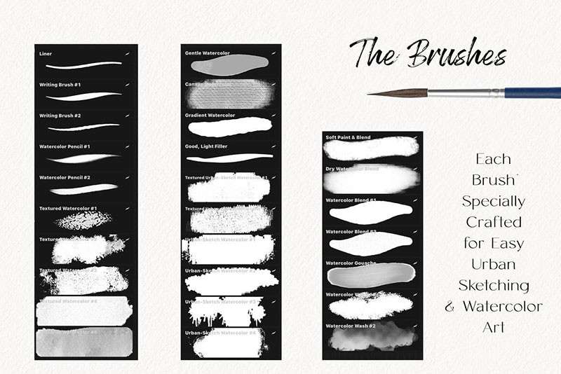 户外旅行水彩速写Procreate笔刷 笔刷资源 第2张