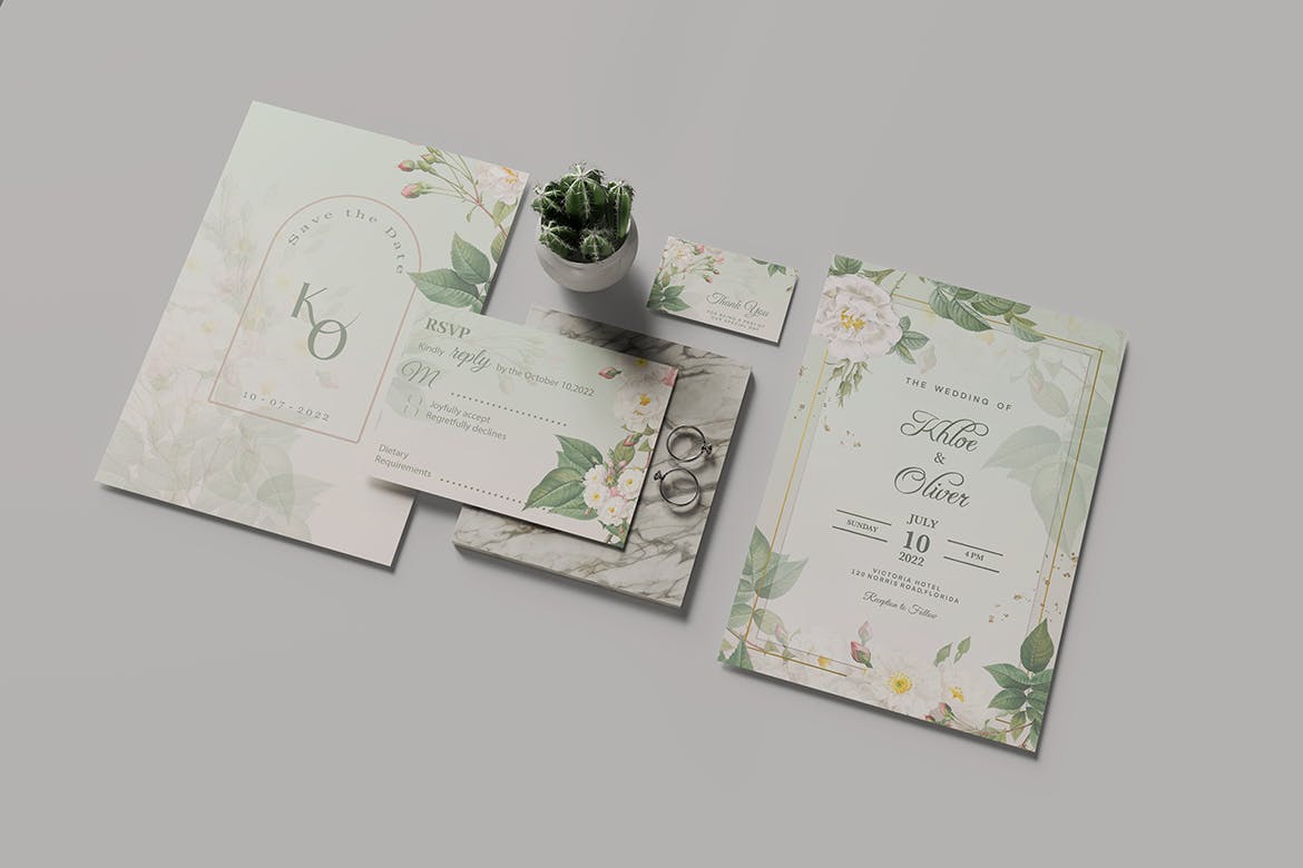 婚礼请柬套装设计样机模板v2 Wedding Invitation Mockup V.2 样机素材 第4张