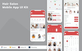 发廊应用程序App设计UI工具包 Hair Salon Mobile App UI Kit