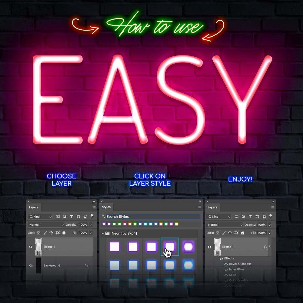 发光霓虹灯Photoshop图层样式 Neon Photoshop Layer Styles 图片素材 第5张