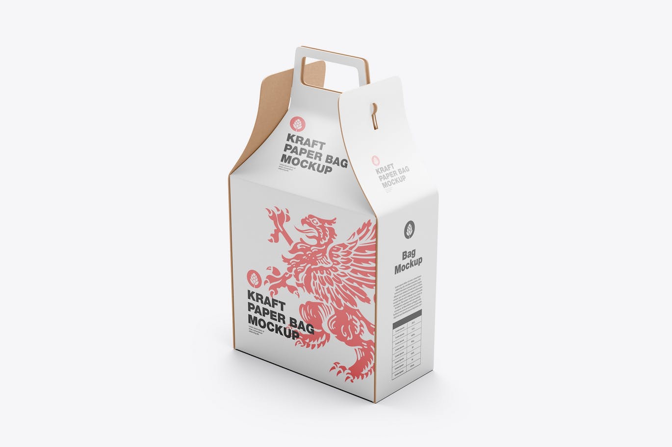 带把手的牛皮纸盒包装设计样机 Kraft Box Mockup with Handle 样机素材 第1张