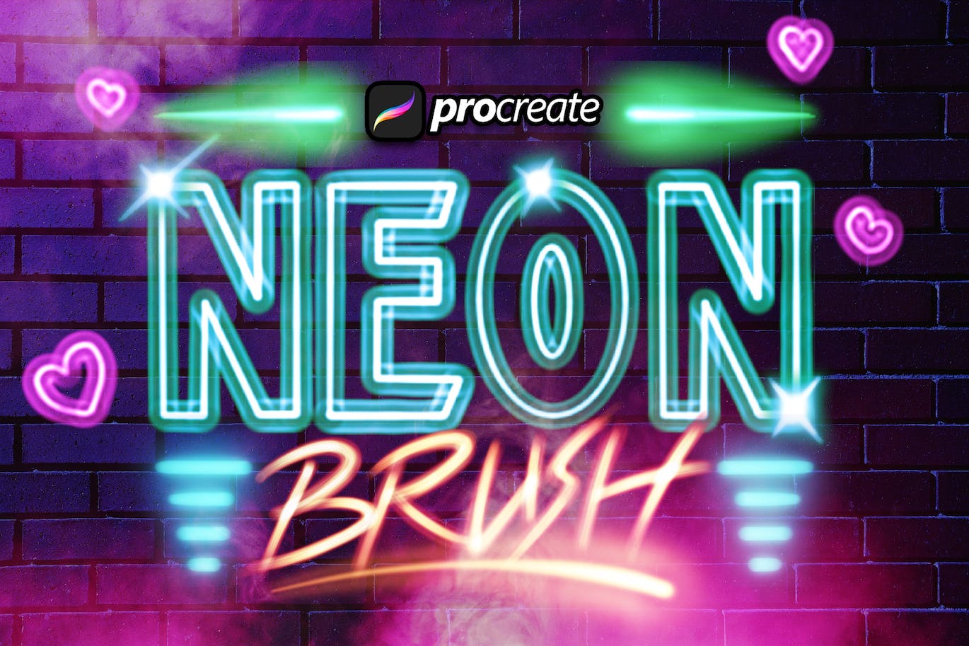 3D霓虹灯Procreate笔刷 Dans 3d Neon Brush 笔刷资源 第1张