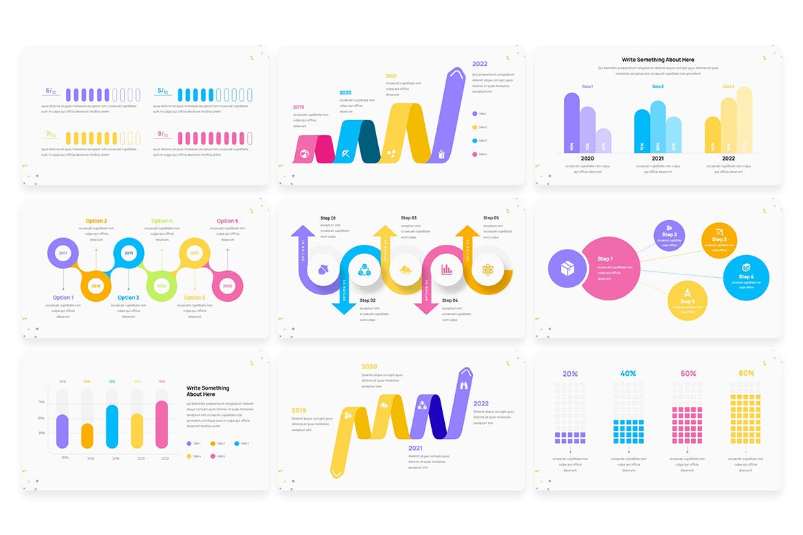 数据展示信息图表元素PPT幻灯片模板下载 Gifted Infographic Powerpoint Template 幻灯图表 第2张