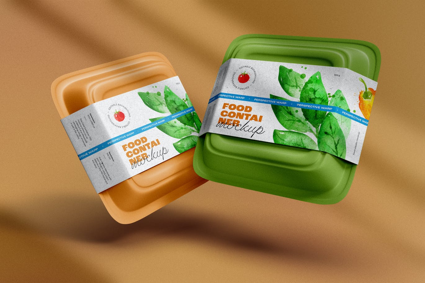 蔬菜肉类塑料容器包装设计样机 Plastic Food Container Mockup 样机素材 第1张