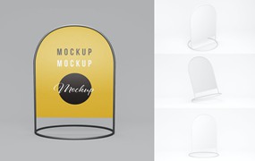 圆形A型支架板广告展示样机 Rounded A-Stand Board Set Mockup